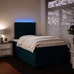 Κρεβάτι Boxspring με Στρώμα Μπλε 120x200 εκ. Βελούδινο - Pakobazaar