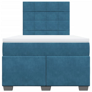 Κρεβάτι Boxspring με Στρώμα Μπλε 120x200 εκ. Βελούδινο - Pakobazaar