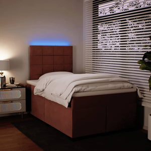 Κρεβάτι Boxspring με Στρώμα Ροζ 120x200 εκ. Βελούδινο - Pakobazaar