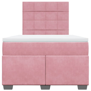 Κρεβάτι Boxspring με Στρώμα Ροζ 120x200 εκ. Βελούδινο - Pakobazaar