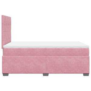 Κρεβάτι Boxspring με Στρώμα Ροζ 120x200 εκ. Βελούδινο - Pakobazaar