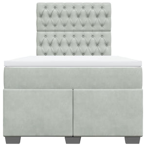 Κρεβάτι Boxspring με Στρώμα Ανοιχτό Γκρι 120x200 εκ. Βελούδινο - Pakobazaar