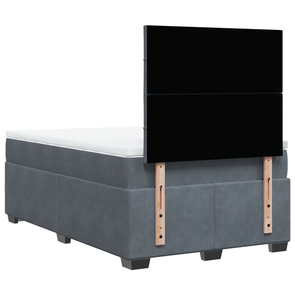 Κρεβάτι Boxspring με Στρώμα Σκούρο Γκρι 120x200 εκ. Βελούδινο - Pakobazaar