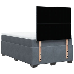Κρεβάτι Boxspring με Στρώμα Σκούρο Γκρι 120x200 εκ. Βελούδινο - Pakobazaar