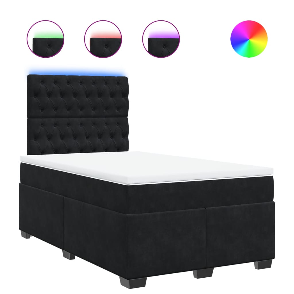 Κρεβάτι Boxspring με Στρώμα Μαύρο 120 x 200 εκ. Βελούδινο - Pakobazaar