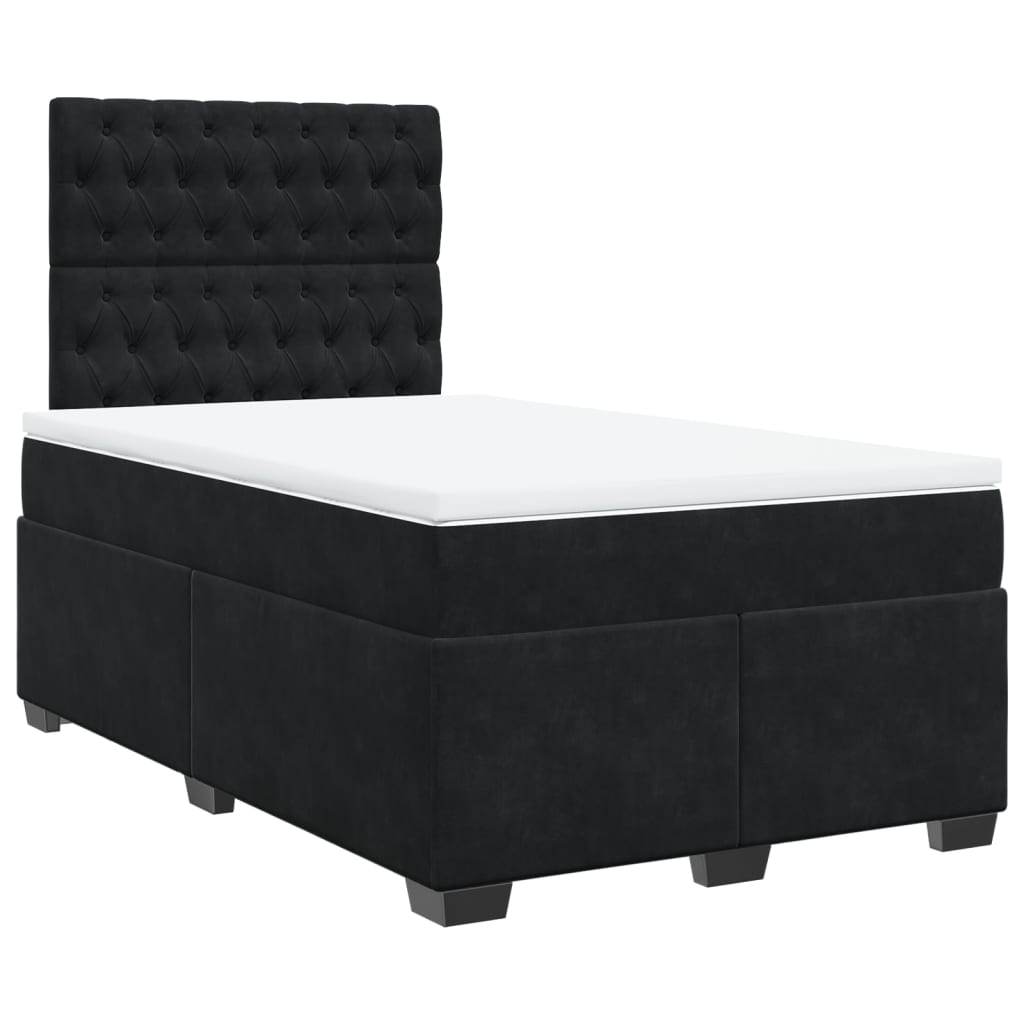 Κρεβάτι Boxspring με Στρώμα Μαύρο 120 x 200 εκ. Βελούδινο - Pakobazaar
