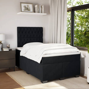 Κρεβάτι Boxspring με Στρώμα Μαύρο 120 x 200 εκ. Βελούδινο - Pakobazaar