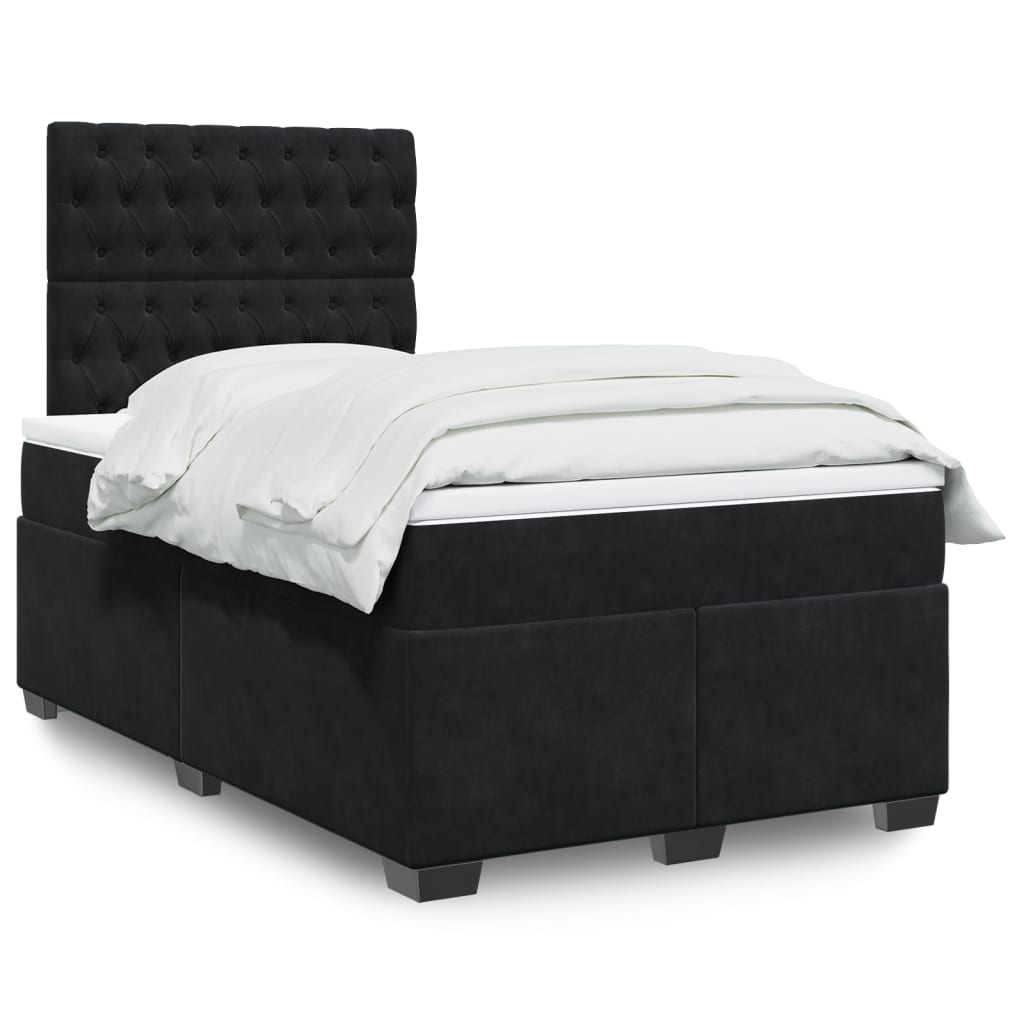 Κρεβάτι Boxspring με Στρώμα Μαύρο 120 x 200 εκ. Βελούδινο - Pakobazaar
