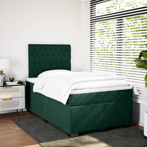 Κρεβάτι Boxspring με Στρώμα Σκούρο Πράσινο 120x200εκ. Βελούδινο - Pakobazaar