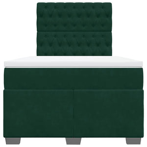 Κρεβάτι Boxspring με Στρώμα Σκούρο Πράσινο 120x200εκ. Βελούδινο - Pakobazaar