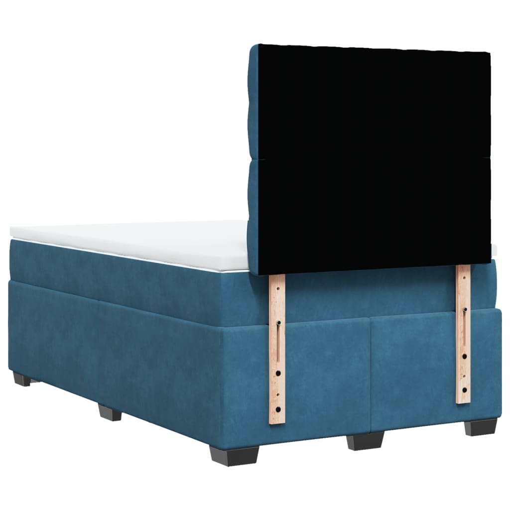 Κρεβάτι Boxspring με Στρώμα Μπλε 120x200 εκ. Βελούδινο - Pakobazaar