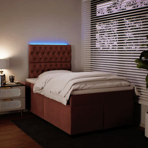 Κρεβάτι Boxspring με Στρώμα Ροζ 120x200 εκ. Βελούδινο - Pakobazaar