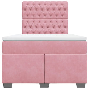 Κρεβάτι Boxspring με Στρώμα Ροζ 120x200 εκ. Βελούδινο - Pakobazaar