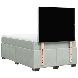 Κρεβάτι Boxspring με Στρώμα Ανοιχτό Γκρι 120x200 εκ. Βελούδινο - Pakobazaar