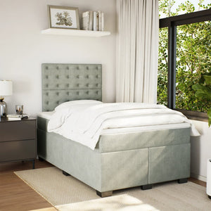 Κρεβάτι Boxspring με Στρώμα Ανοιχτό Γκρι 120x200 εκ. Βελούδινο - Pakobazaar