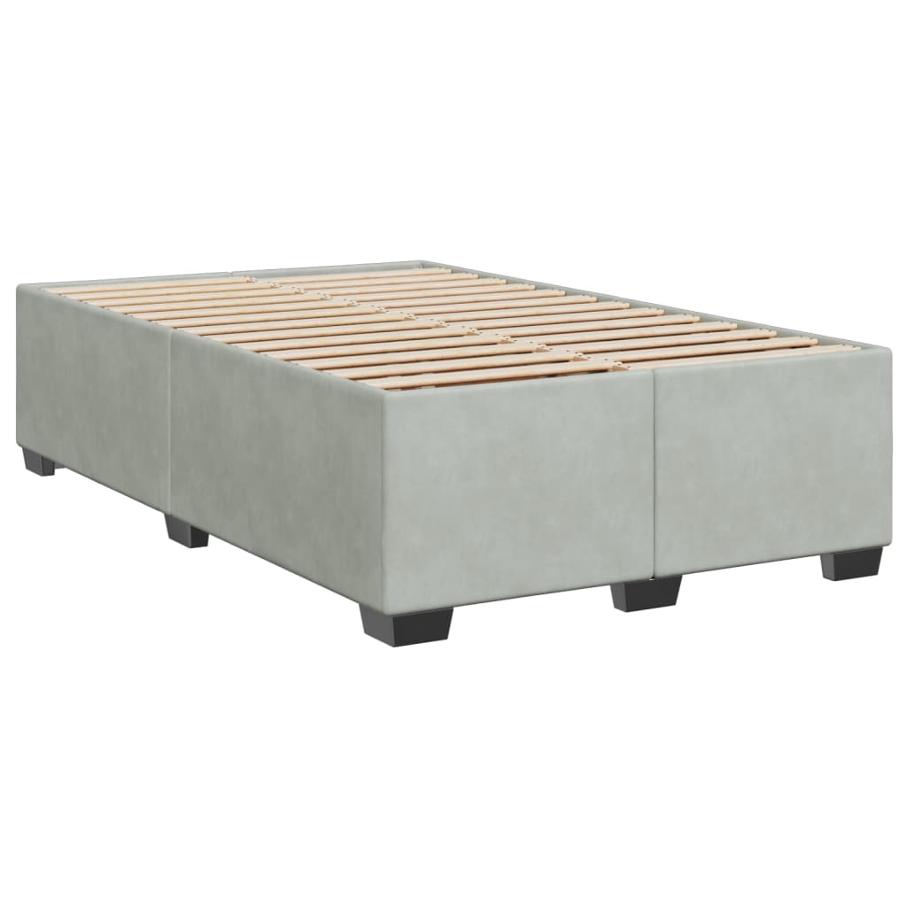 Κρεβάτι Boxspring με Στρώμα Ανοιχτό Γκρι 120x200 εκ. Βελούδινο - Pakobazaar