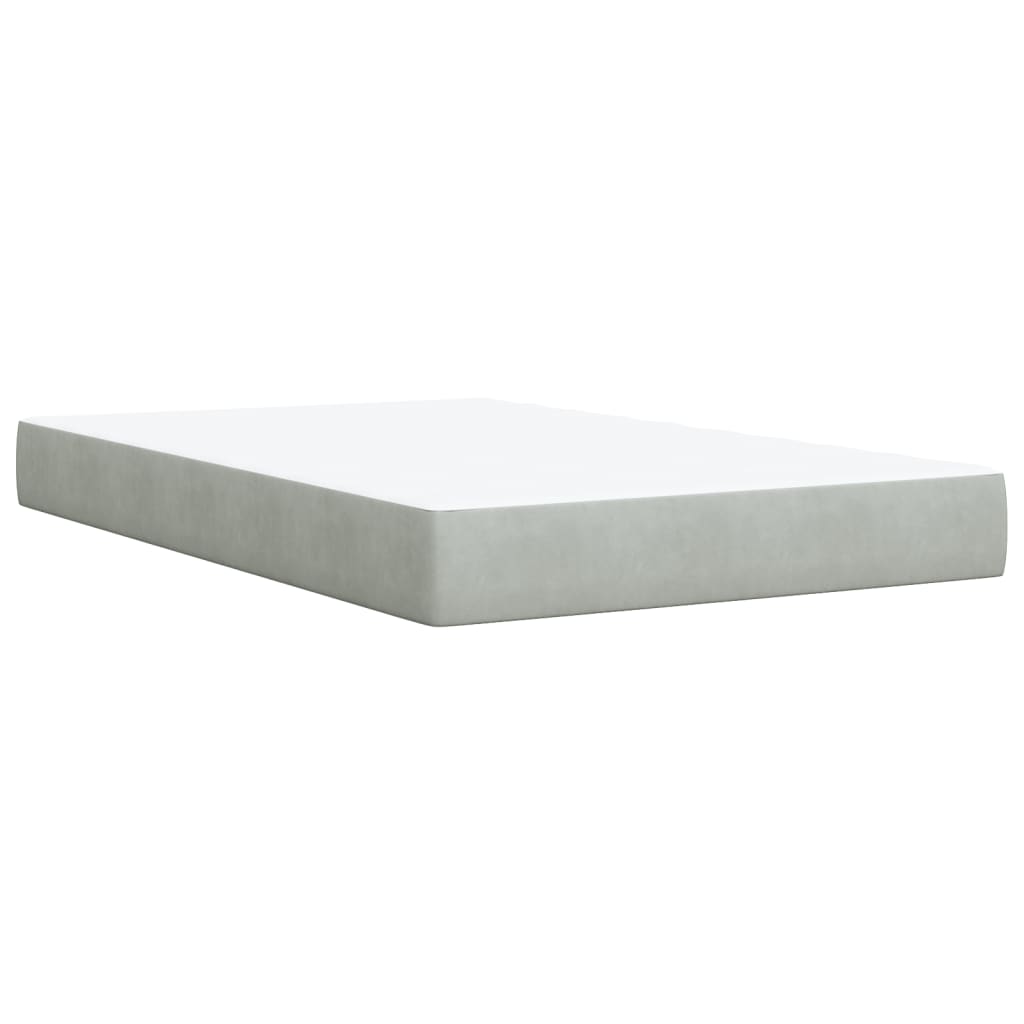 Κρεβάτι Boxspring με Στρώμα Ανοιχτό Γκρι 120x200 εκ. Βελούδινο - Pakobazaar