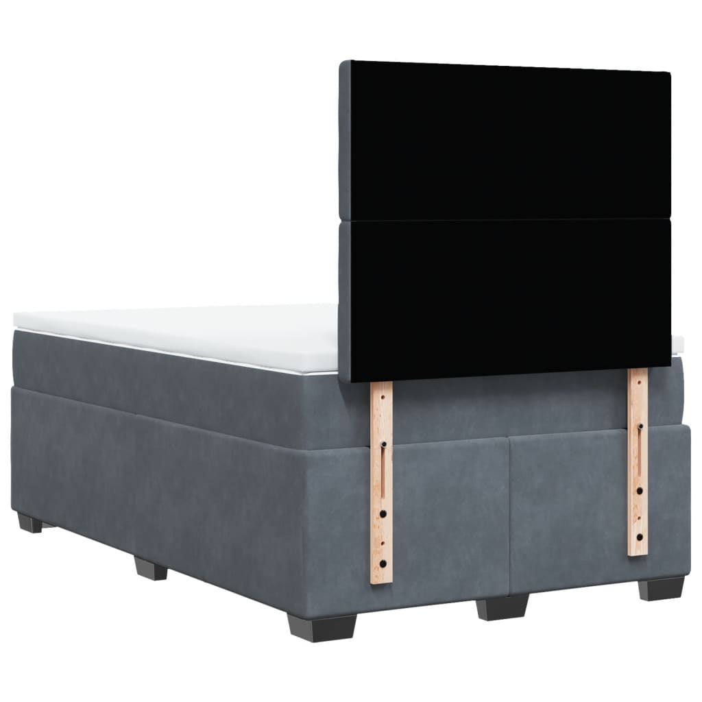 Κρεβάτι Boxspring με Στρώμα Σκούρο Γκρι 120x200 εκ. Βελούδινο - Pakobazaar