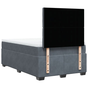 Κρεβάτι Boxspring με Στρώμα Σκούρο Γκρι 120x200 εκ. Βελούδινο - Pakobazaar