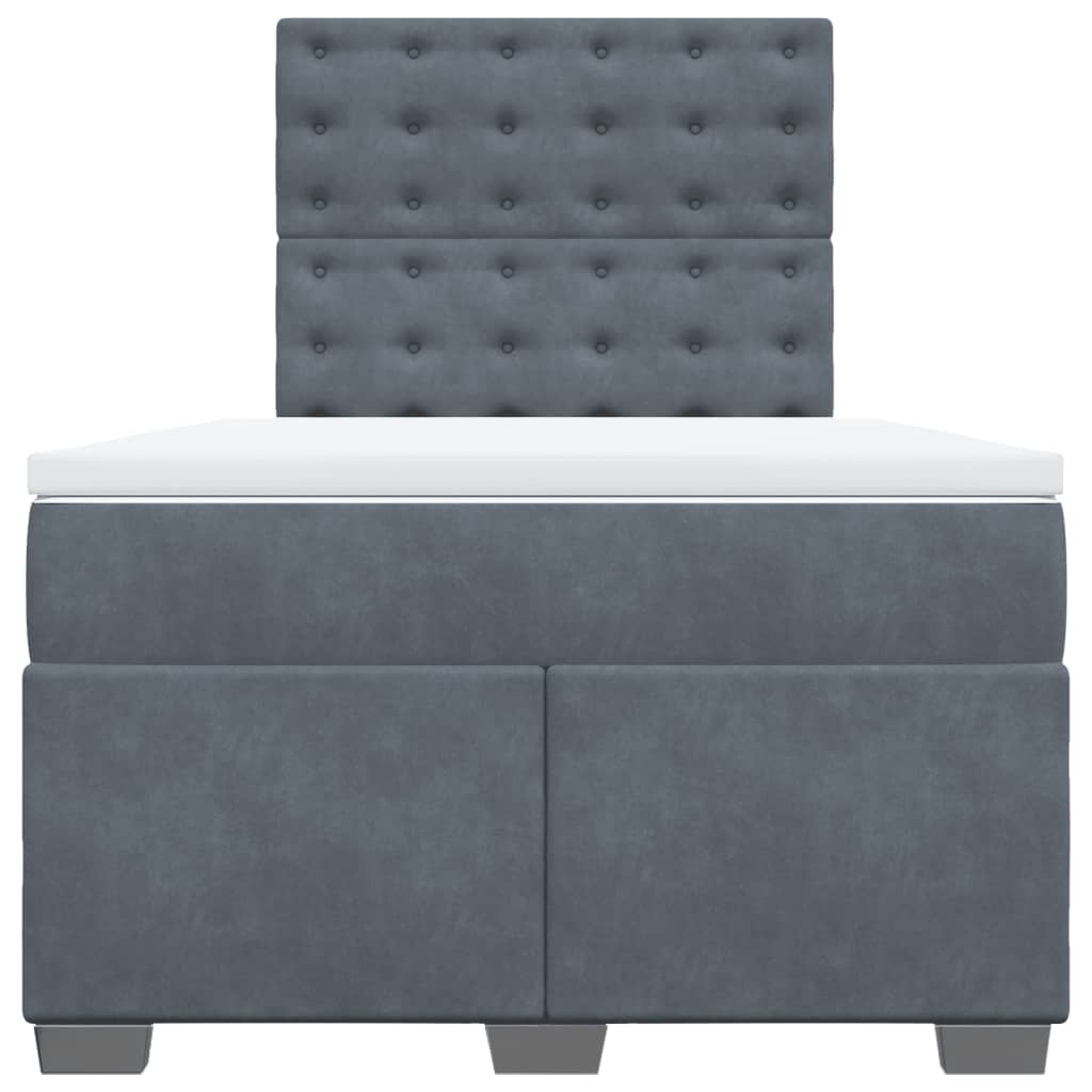 Κρεβάτι Boxspring με Στρώμα Σκούρο Γκρι 120x200 εκ. Βελούδινο - Pakobazaar