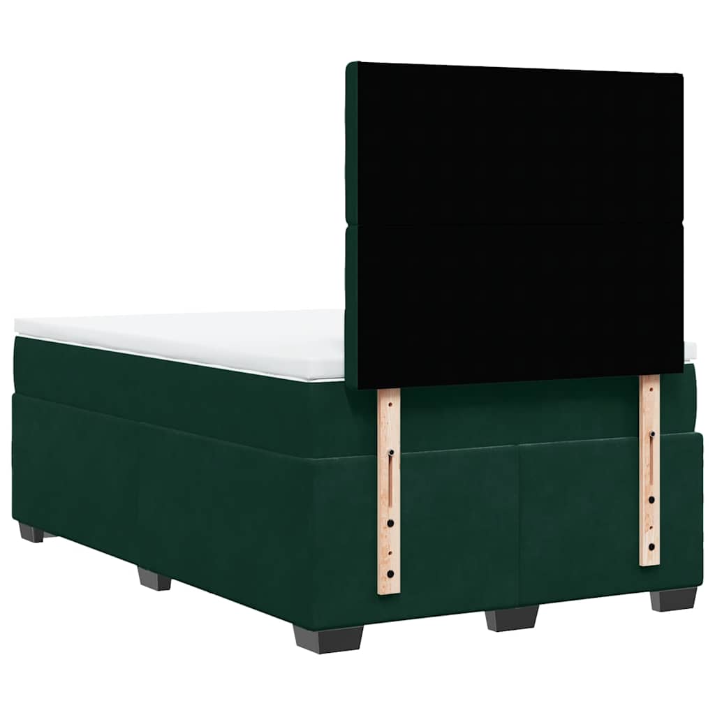 Κρεβάτι Boxspring με Στρώμα Σκούρο Πράσινο 120x200εκ. Βελούδινο - Pakobazaar