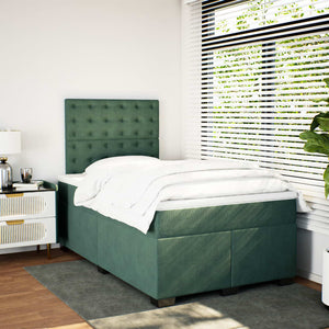 Κρεβάτι Boxspring με Στρώμα Σκούρο Πράσινο 120x200εκ. Βελούδινο - Pakobazaar
