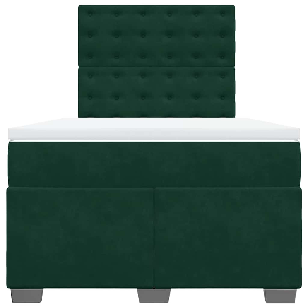 Κρεβάτι Boxspring με Στρώμα Σκούρο Πράσινο 120x200εκ. Βελούδινο - Pakobazaar