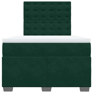Κρεβάτι Boxspring με Στρώμα Σκούρο Πράσινο 120x200εκ. Βελούδινο - Pakobazaar