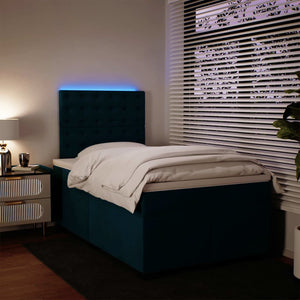 Κρεβάτι Boxspring με Στρώμα Μπλε 120x200 εκ. Βελούδινο - Pakobazaar