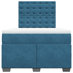 Κρεβάτι Boxspring με Στρώμα Μπλε 120x200 εκ. Βελούδινο - Pakobazaar