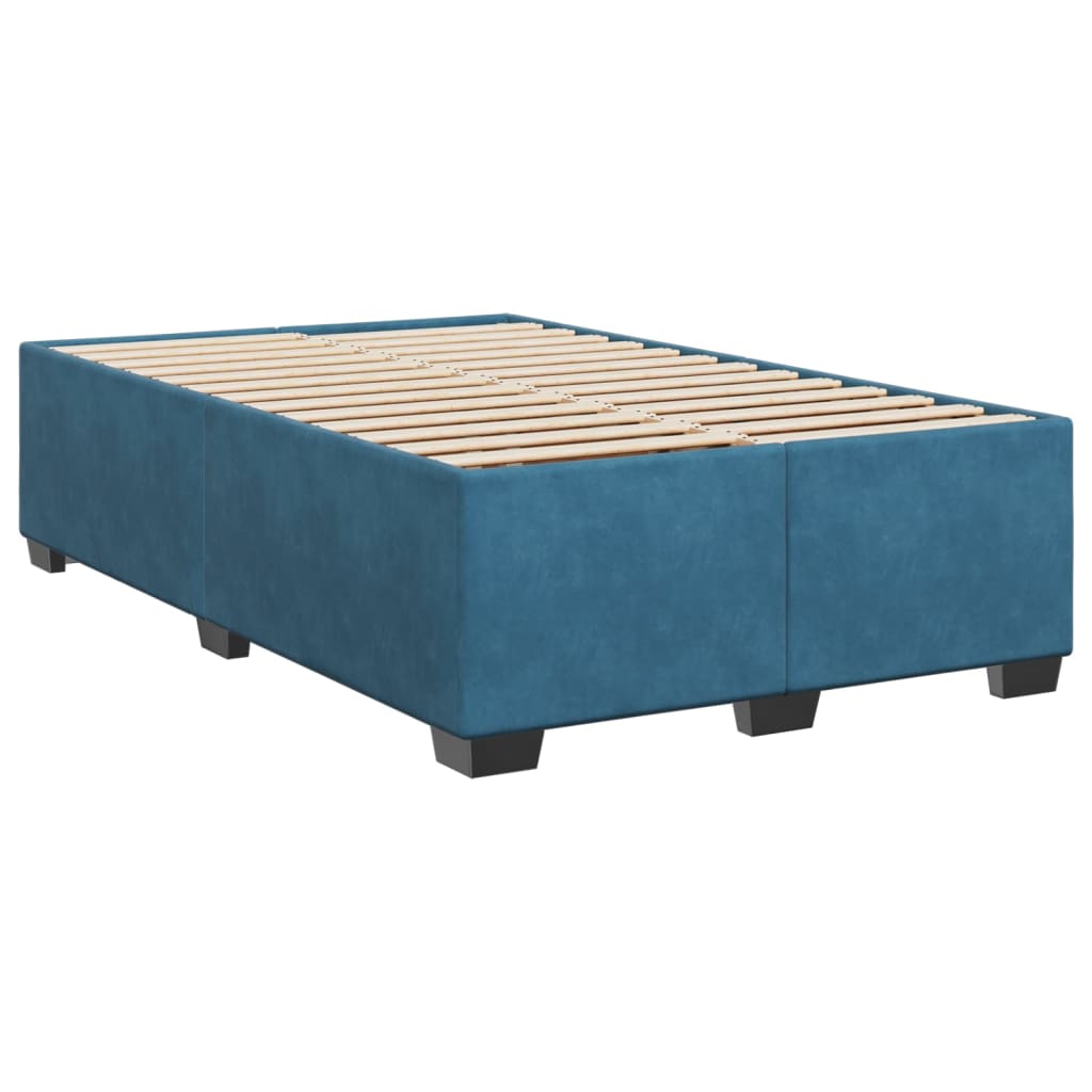 Κρεβάτι Boxspring με Στρώμα Μπλε 120x200 εκ. Βελούδινο - Pakobazaar
