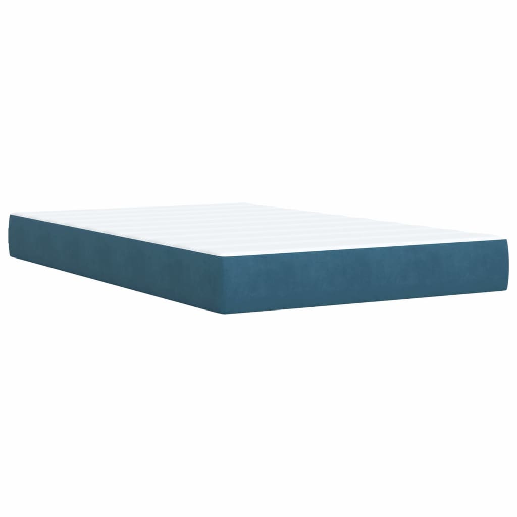 Κρεβάτι Boxspring με Στρώμα Μπλε 120x200 εκ. Βελούδινο - Pakobazaar