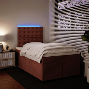 Κρεβάτι Boxspring με Στρώμα Ροζ 120x200 εκ. Βελούδινο - Pakobazaar