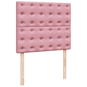 Κρεβάτι Boxspring με Στρώμα Ροζ 120x200 εκ. Βελούδινο - Pakobazaar