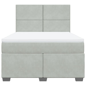 Κρεβάτι Boxspring με Στρώμα Ανοιχτό Γκρι 140x190 εκ. Βελούδινο - Pakobazaar