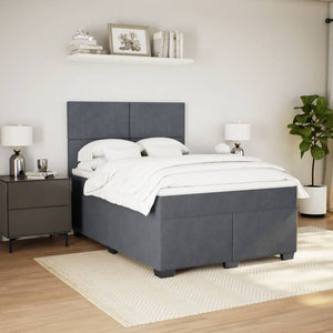 Κρεβάτι Boxspring με Στρώμα Σκούρο Γκρι 140x190 εκ. Βελούδινο - Pakobazaar