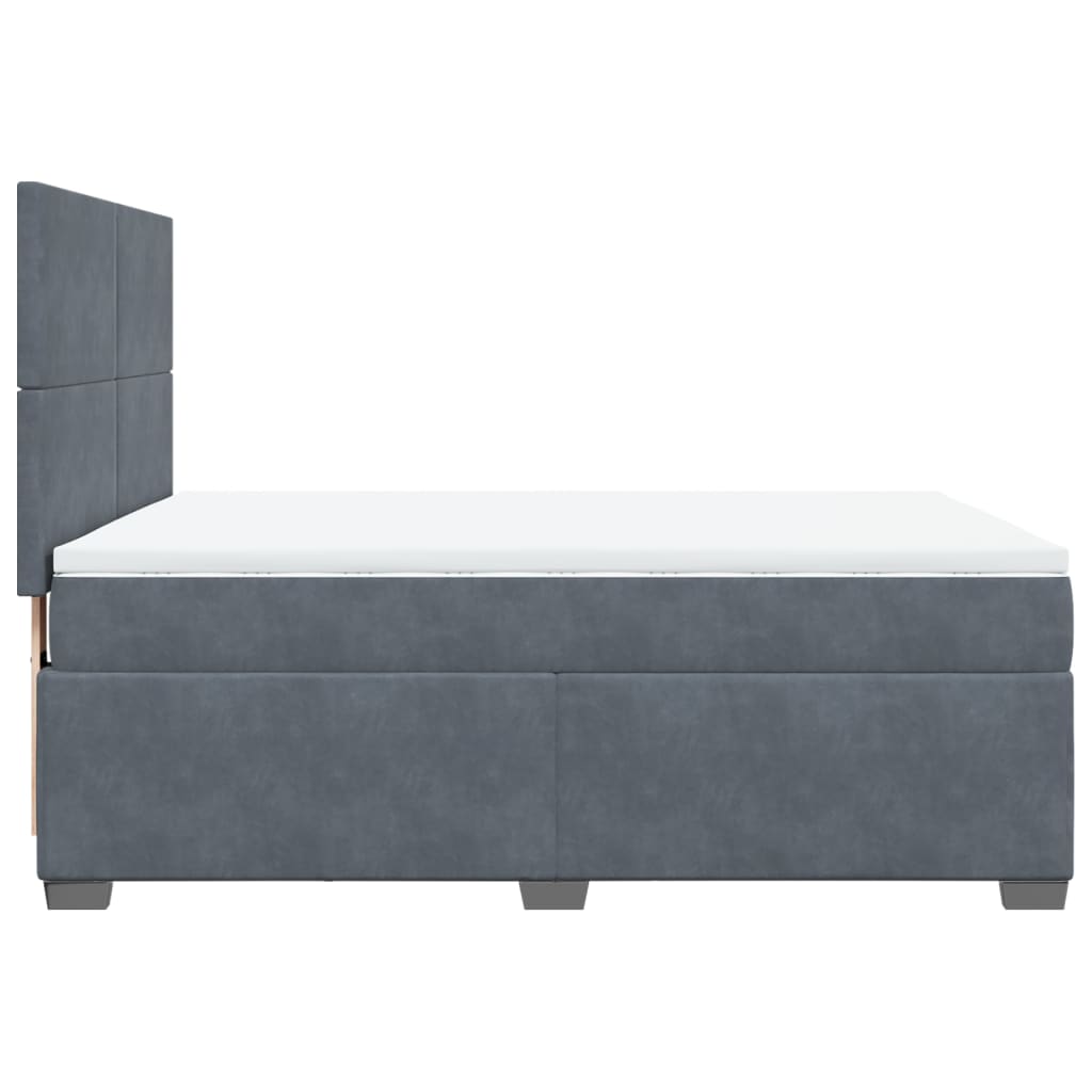 Κρεβάτι Boxspring με Στρώμα Σκούρο Γκρι 140x190 εκ. Βελούδινο - Pakobazaar