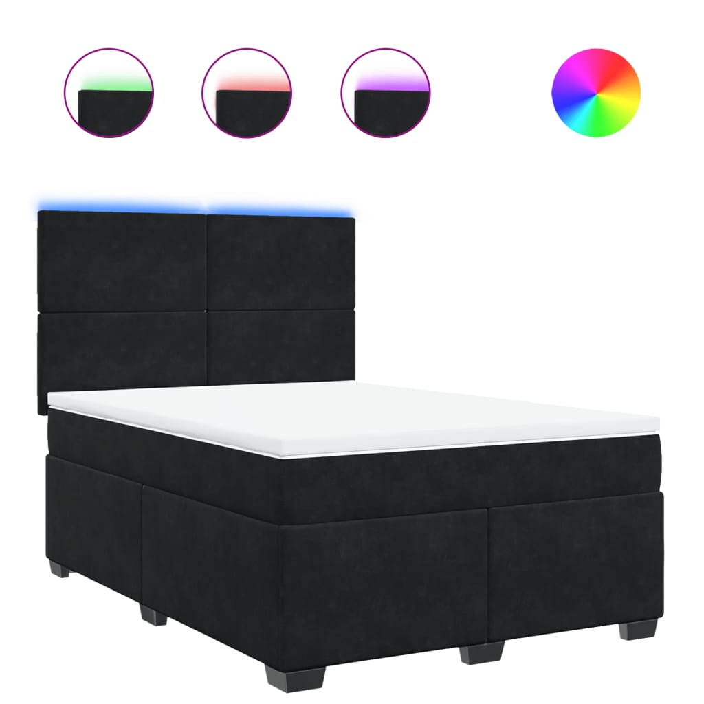 Κρεβάτι Boxspring με Στρώμα Μαύρο 140x190 εκ. Βελούδινο - Pakobazaar