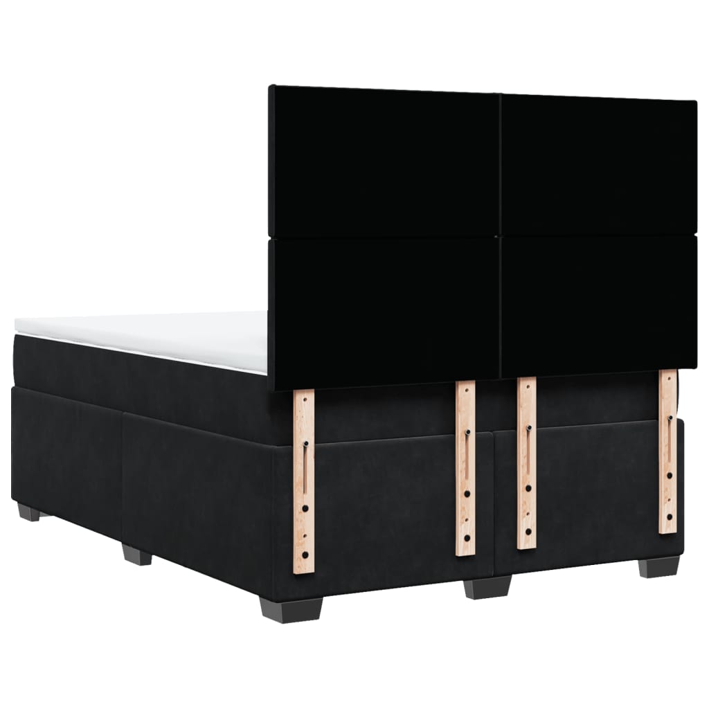 Κρεβάτι Boxspring με Στρώμα Μαύρο 140x190 εκ. Βελούδινο - Pakobazaar