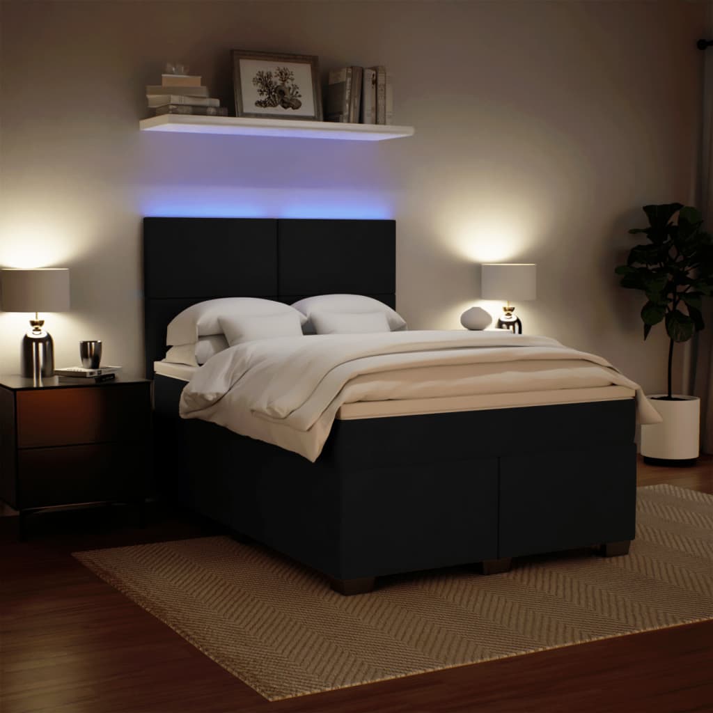 Κρεβάτι Boxspring με Στρώμα Μαύρο 140x190 εκ. Βελούδινο - Pakobazaar