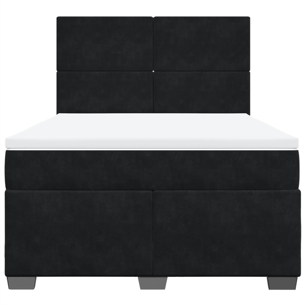 Κρεβάτι Boxspring με Στρώμα Μαύρο 140x190 εκ. Βελούδινο - Pakobazaar