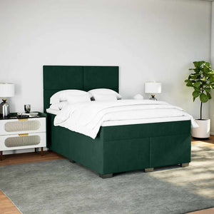 Κρεβάτι Boxspring με Στρώμα Σκούρο Πράσινο 140x190εκ. Βελούδινο - Pakobazaar