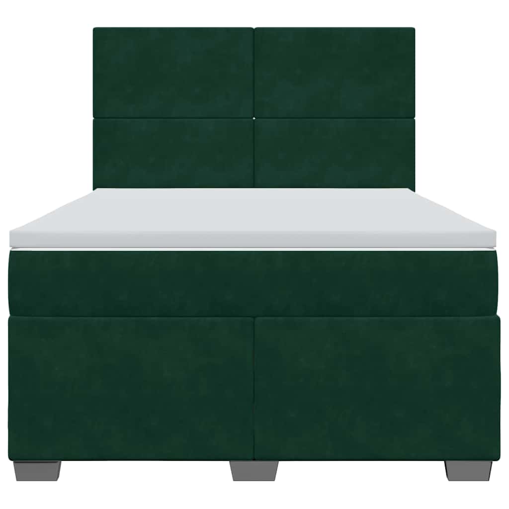Κρεβάτι Boxspring με Στρώμα Σκούρο Πράσινο 140x190εκ. Βελούδινο - Pakobazaar