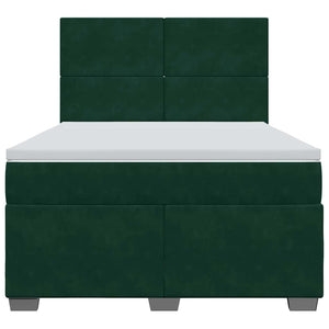 Κρεβάτι Boxspring με Στρώμα Σκούρο Πράσινο 140x190εκ. Βελούδινο - Pakobazaar