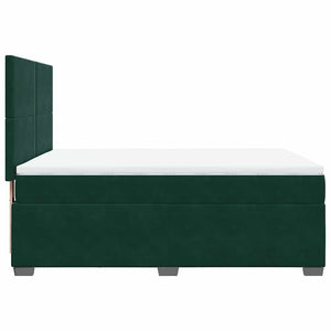 Κρεβάτι Boxspring με Στρώμα Σκούρο Πράσινο 140x190εκ. Βελούδινο - Pakobazaar