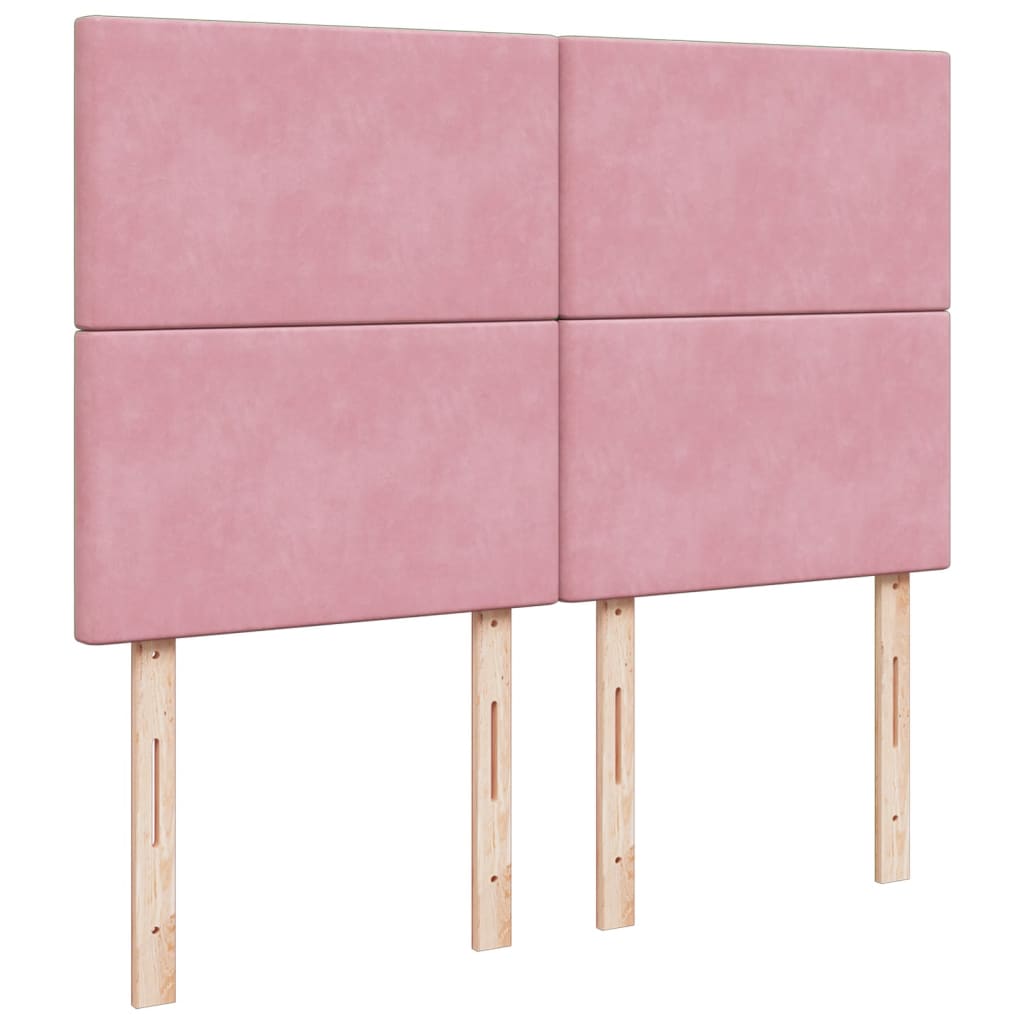 Κρεβάτι Boxspring με Στρώμα Ροζ 140x190 εκ. Βελούδινο - Pakobazaar