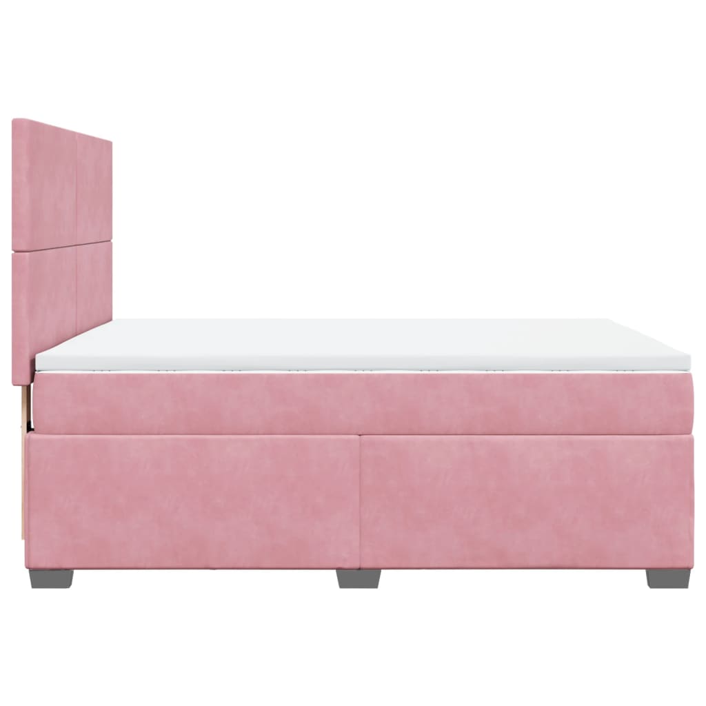 Κρεβάτι Boxspring με Στρώμα Ροζ 140x190 εκ. Βελούδινο - Pakobazaar