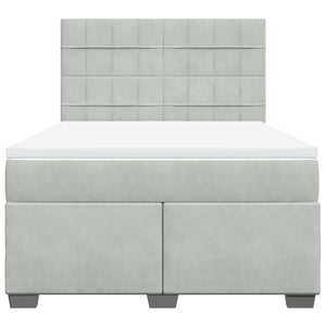 Κρεβάτι Boxspring με Στρώμα Ανοιχτό Γκρι 140x190 εκ. Βελούδινο - Pakobazaar