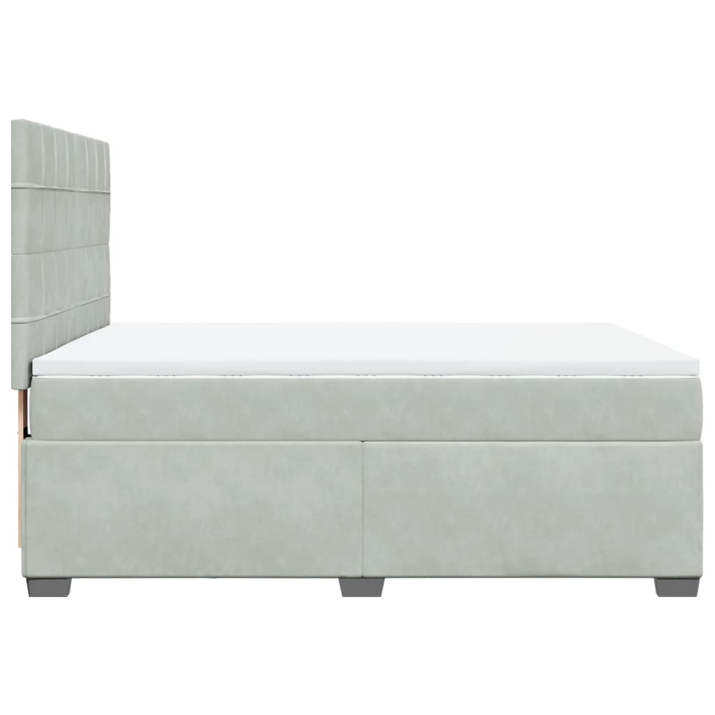 Κρεβάτι Boxspring με Στρώμα Ανοιχτό Γκρι 140x190 εκ. Βελούδινο - Pakobazaar