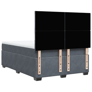 Κρεβάτι Boxspring με Στρώμα Σκούρο Γκρι 140x190 εκ. Βελούδινο - Pakobazaar